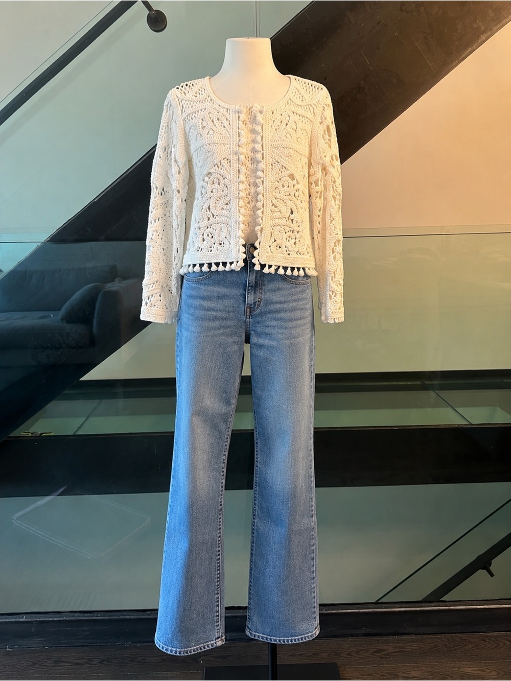 Free the Roses woven knit tassel cardigan jacket